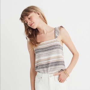 Madewell Texture & Thread Ruffle Striped Tank M